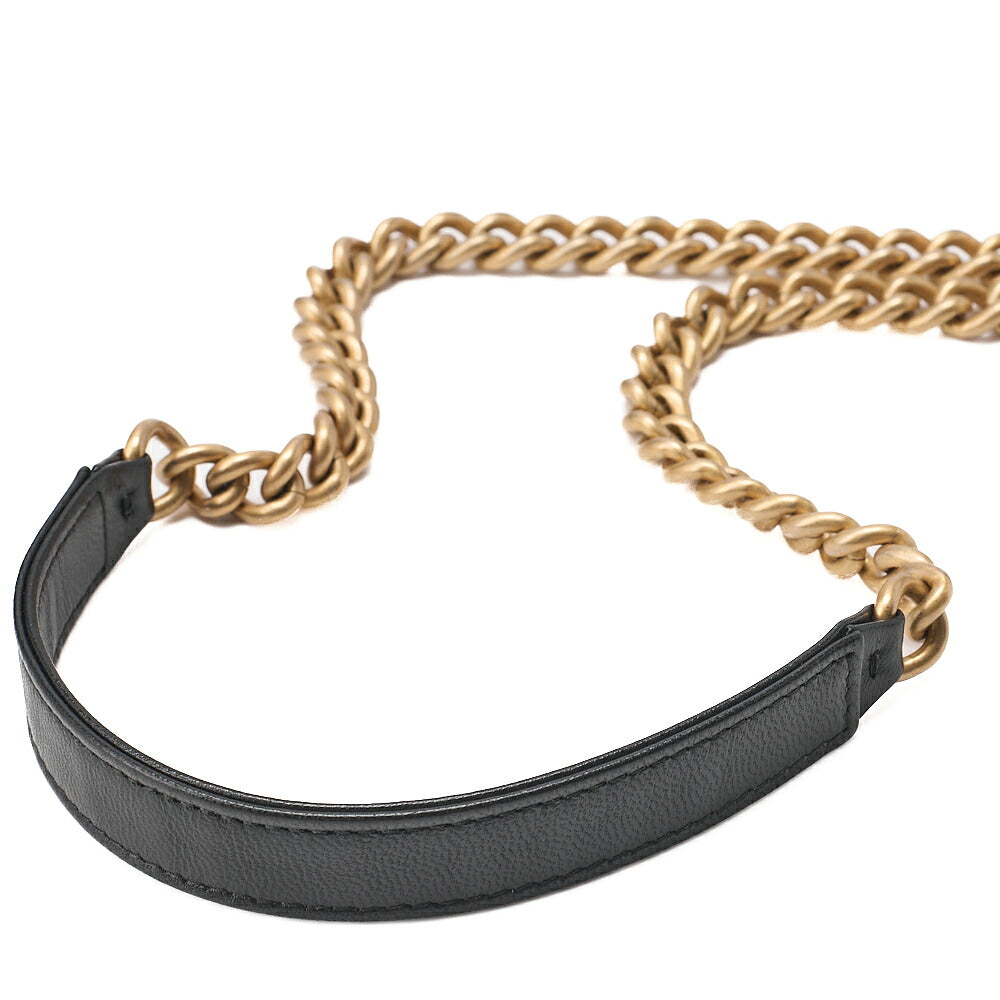 CHANEL Boy Chanel Matelasse Chain Wallet Lambskin Black Gold-Tone Hardware, Pre-Owned
