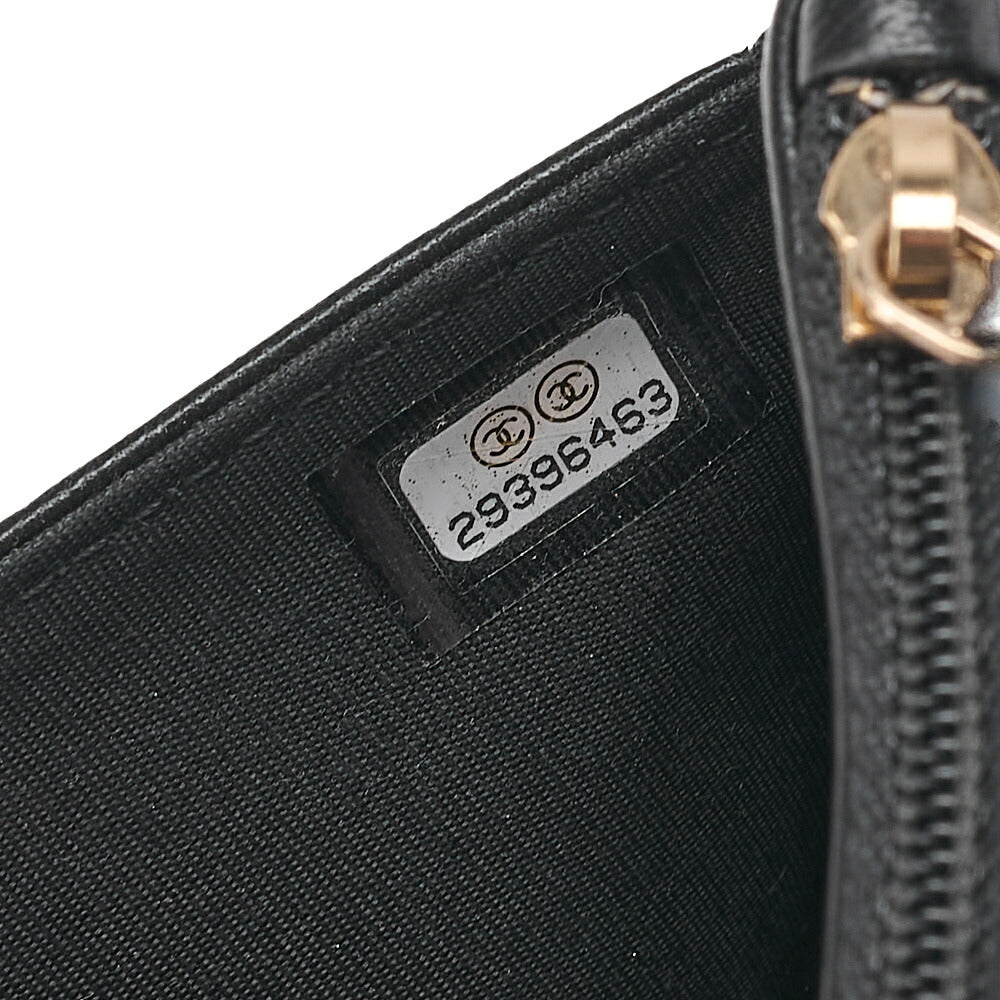 CHANEL Boy Chanel Matelasse Chain Wallet Lambskin Black Gold-Tone Hardware, Pre-Owned
