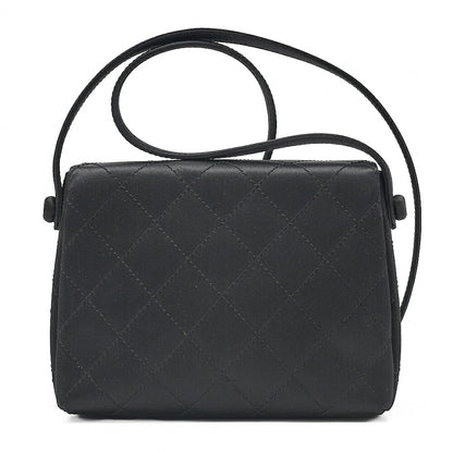 CHANEL Matelasse Satin Rhinestone Shoulder Bag Black Black-Tone Hardware, Pre-Owned