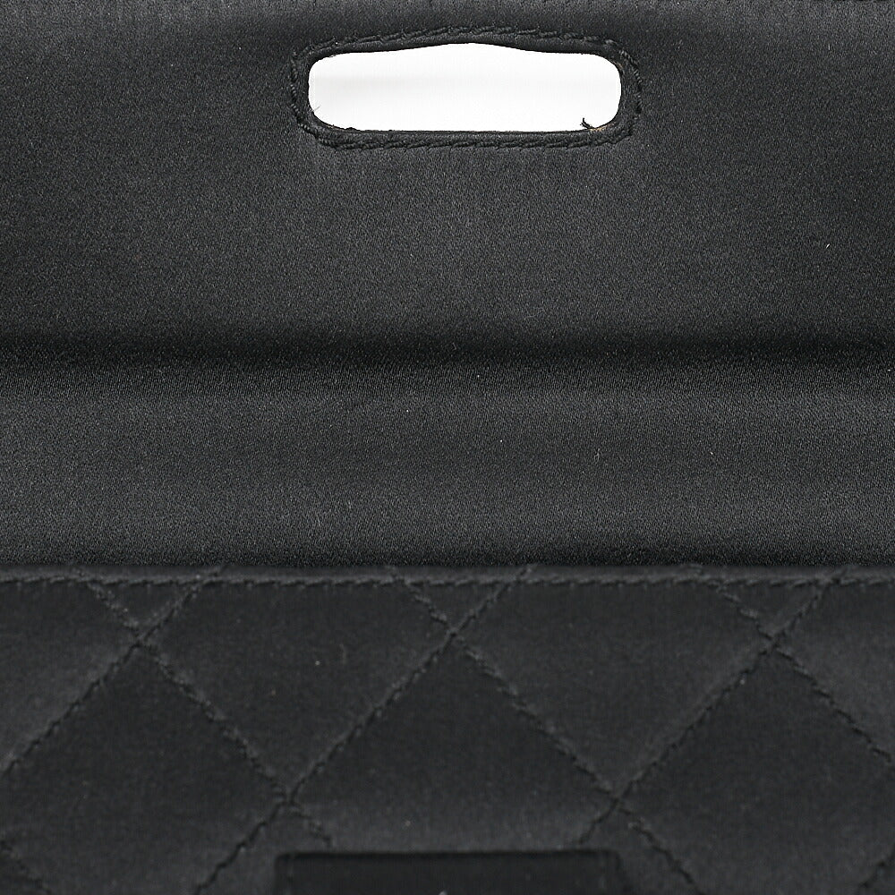 CHANEL Matelasse Satin Rhinestone Shoulder Bag Black Black-Tone Hardware, Pre-Owned