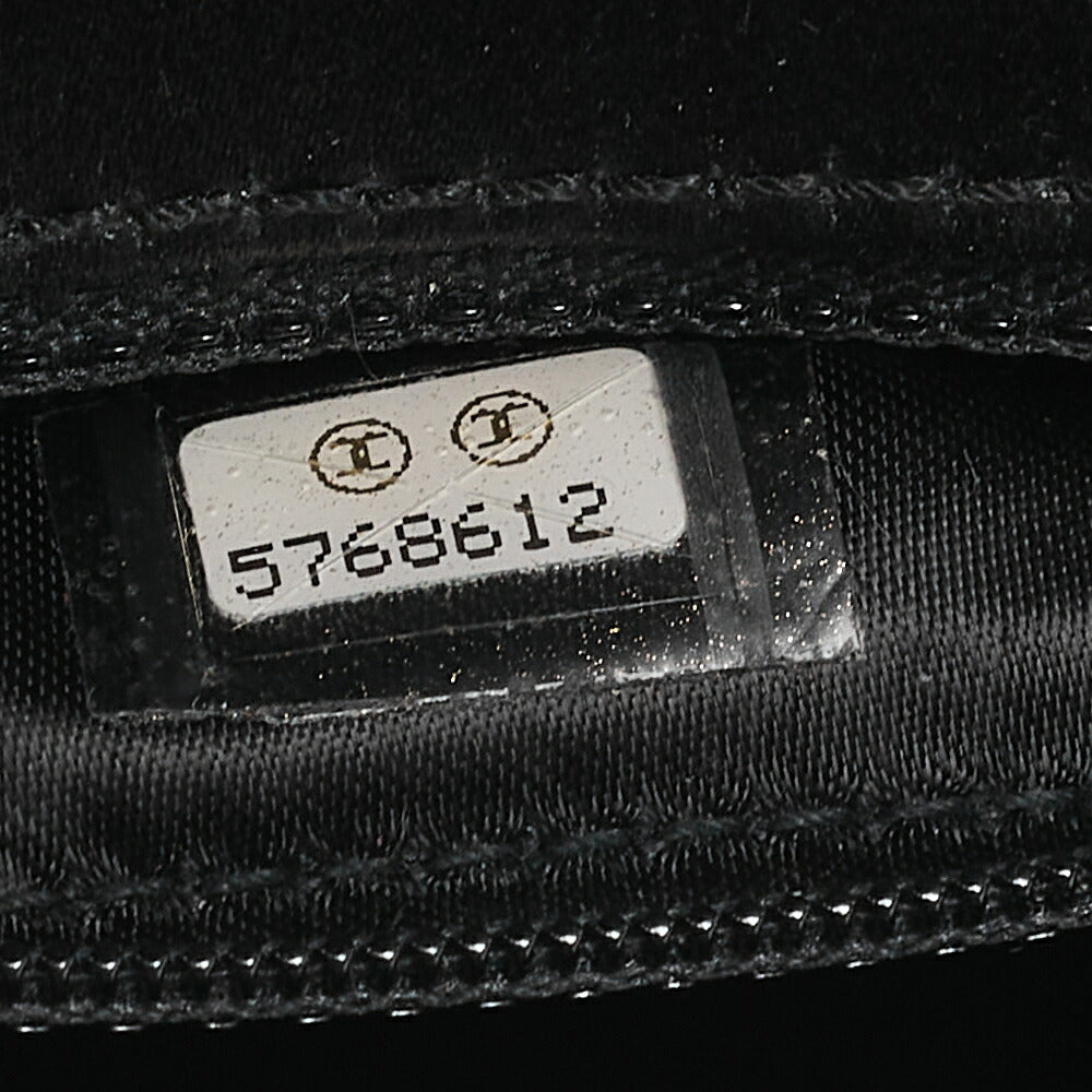 CHANEL Matelasse Satin Rhinestone Shoulder Bag Black Black-Tone Hardware, Pre-Owned