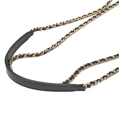 CHANEL Calfskin Matelasse Full Flap Chain Shoulder Bag Turn Lock Bicolor Navy ｘ Black Gold-Tone Hardware, Pre-Owned
