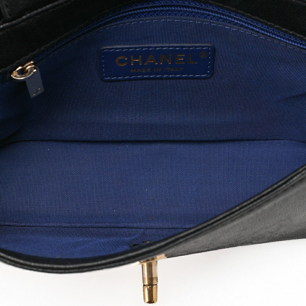 CHANEL Calfskin Matelasse Full Flap Chain Shoulder Bag Turn Lock Bicolor Navy ｘ Black Gold-Tone Hardware, Pre-Owned