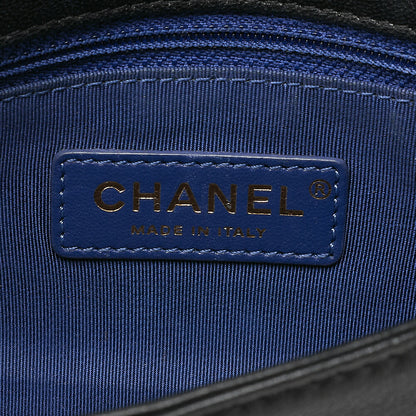 CHANEL Calfskin Matelasse Full Flap Chain Shoulder Bag Turn Lock Bicolor Navy ｘ Black Gold-Tone Hardware, Pre-Owned