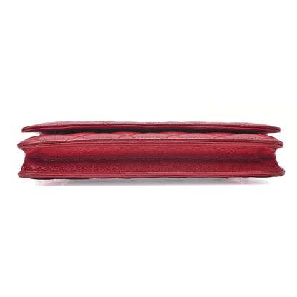 CHANEL Matelasse Chain Wallet Caviskin Red Silver-Tone Hardware, Pre-Owned
