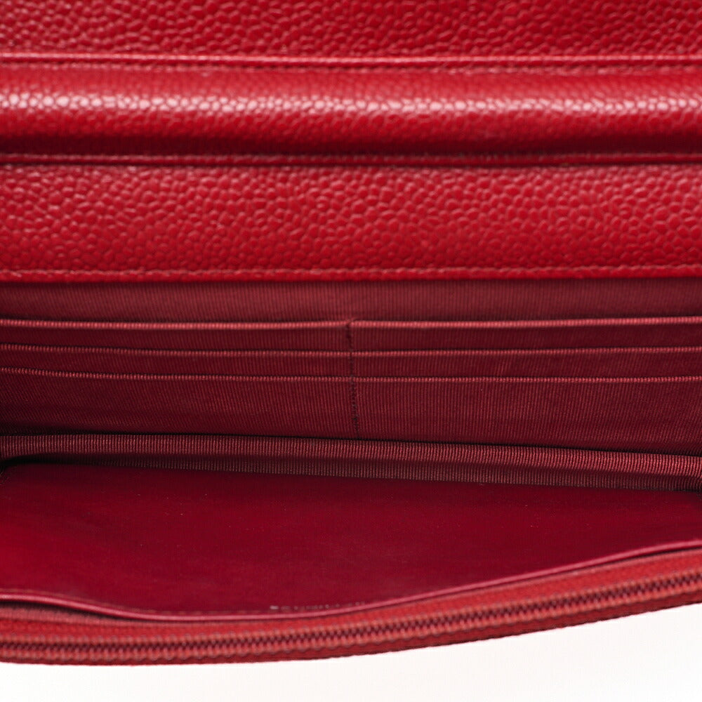 CHANEL Matelasse Chain Wallet Caviskin Red Silver-Tone Hardware, Pre-Owned