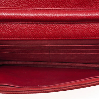 CHANEL Matelasse Chain Wallet Caviskin Red Silver-Tone Hardware, Pre-Owned