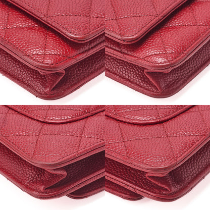 CHANEL Matelasse Chain Wallet Caviskin Red Silver-Tone Hardware, Pre-Owned