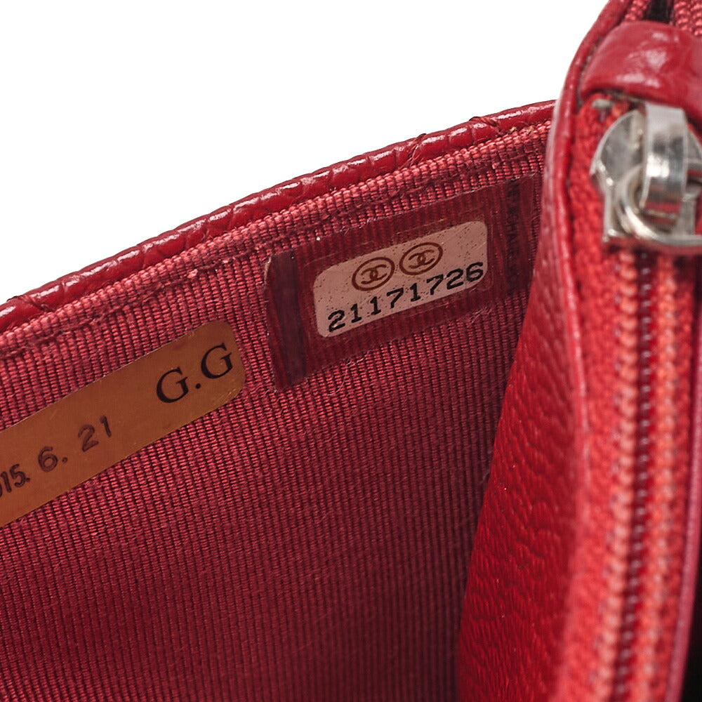 CHANEL Matelasse Chain Wallet Caviskin Red Silver-Tone Hardware, Pre-Owned