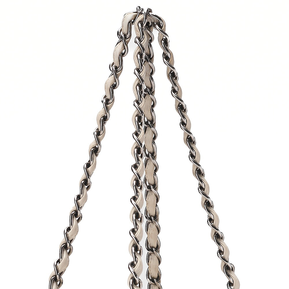 CHANEL Shoulder Bag Matelasse Double Stitch Dekakoko Leather Ivory Silver-Tone Hardware, Pre-Owned
