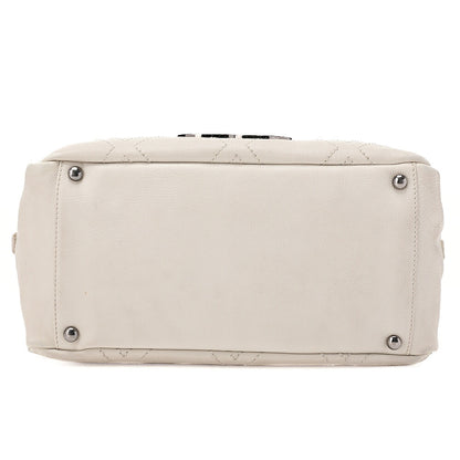 CHANEL Shoulder Bag Matelasse Double Stitch Dekakoko Leather Ivory Silver-Tone Hardware, Pre-Owned