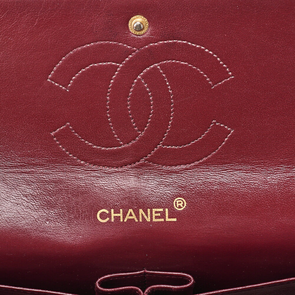 CHANEL Lambskin Matelasse W Straight Flap Chain Shoulder Black Gold-Tone Hardware, Pre-Owned
