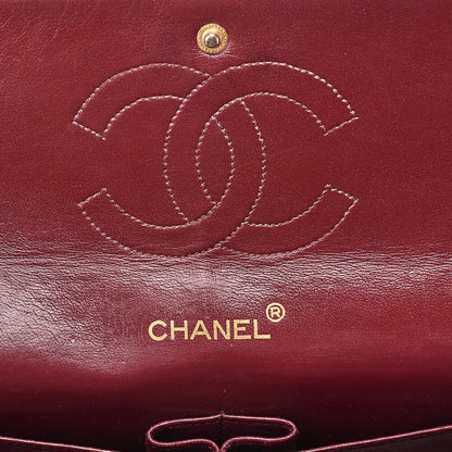 CHANEL Lambskin Matelasse W Straight Flap Chain Shoulder Black Gold-Tone Hardware, Pre-Owned