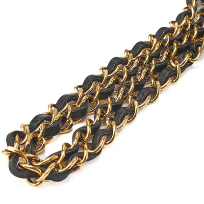 CHANEL Lambskin Matelasse Double Flap 25cm Chain Shoulder Black Gold-Tone Hardware, Pre-Owned
