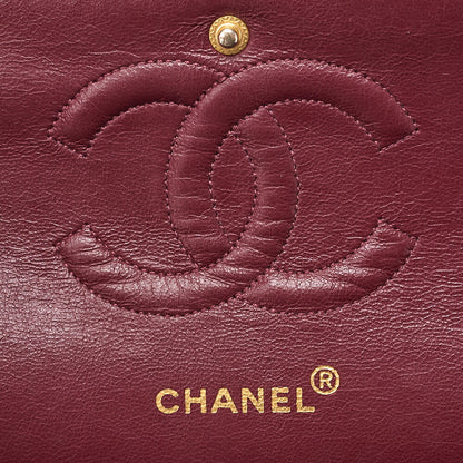 CHANEL Lambskin Matelasse Double Flap 25cm Chain Shoulder Black Gold-Tone Hardware, Pre-Owned
