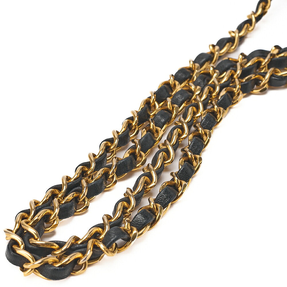 CHANEL Mini Matelasse Single Plap Chain Shoulder Bag Cottonｘ Lambskin Black Gold-Tone Hardware, Pre-Owned