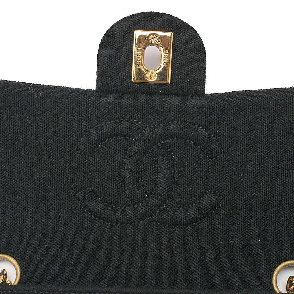 CHANEL Mini Matelasse Single Plap Chain Shoulder Bag Cottonｘ Lambskin Black Gold-Tone Hardware, Pre-Owned