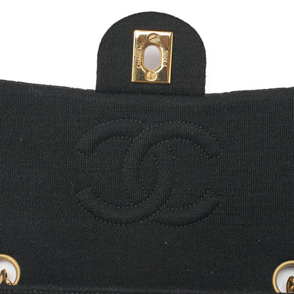 CHANEL Mini Matelasse Single Plap Chain Shoulder Bag Cottonｘ Lambskin Black Gold-Tone Hardware, Pre-Owned