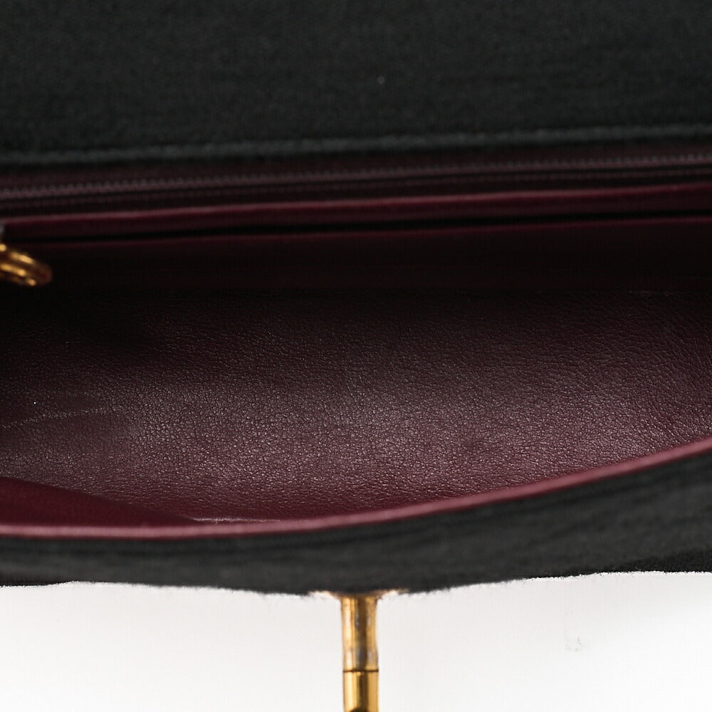 CHANEL Mini Matelasse Single Plap Chain Shoulder Bag Cottonｘ Lambskin Black Gold-Tone Hardware, Pre-Owned