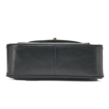 CHANEL Matelasse Round Flap Half Moon Chain Shoulder Bag Lambskin Black Gold-Tone Hardware, Pre-Owned