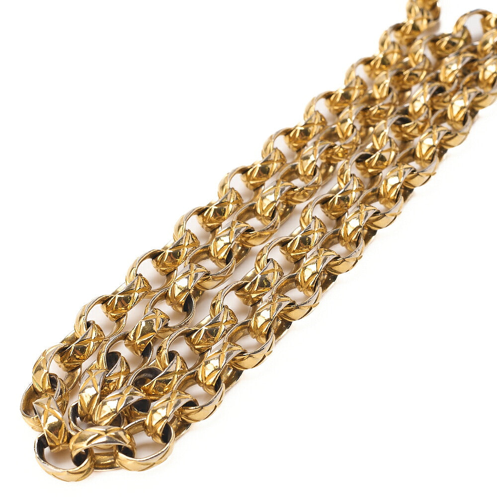 CHANEL Matelasse Round Flap Half Moon Chain Shoulder Bag Lambskin Black Gold-Tone Hardware, Pre-Owned