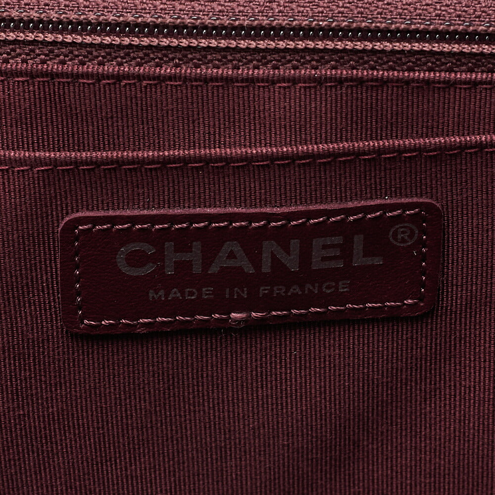 CHANEL Lambskin Matelasse Single Flap Turn Lock Chain Shoulder Bag Bicolor Bordeaux x Black Silver-Tone Hardware, Pre-Owned
