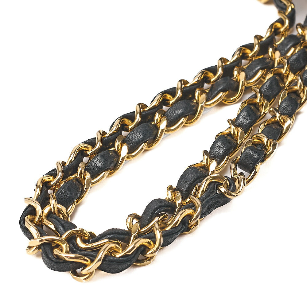 CHANEL Chain Shoulder Bag Matelasse Double Flap 25cm Lambskin Black Gold-Tone Hardware, Pre-Owned