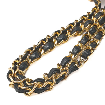 CHANEL Chain Shoulder Bag Matelasse Double Flap 25cm Lambskin Black Gold-Tone Hardware, Pre-Owned