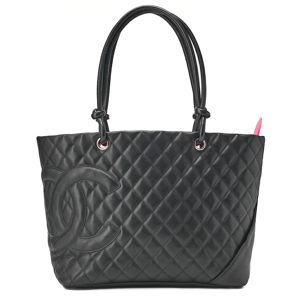 CHANEL Cambonline Calf Leather Tote Bag Black Silver-Tone Hardware, Pre-Owned