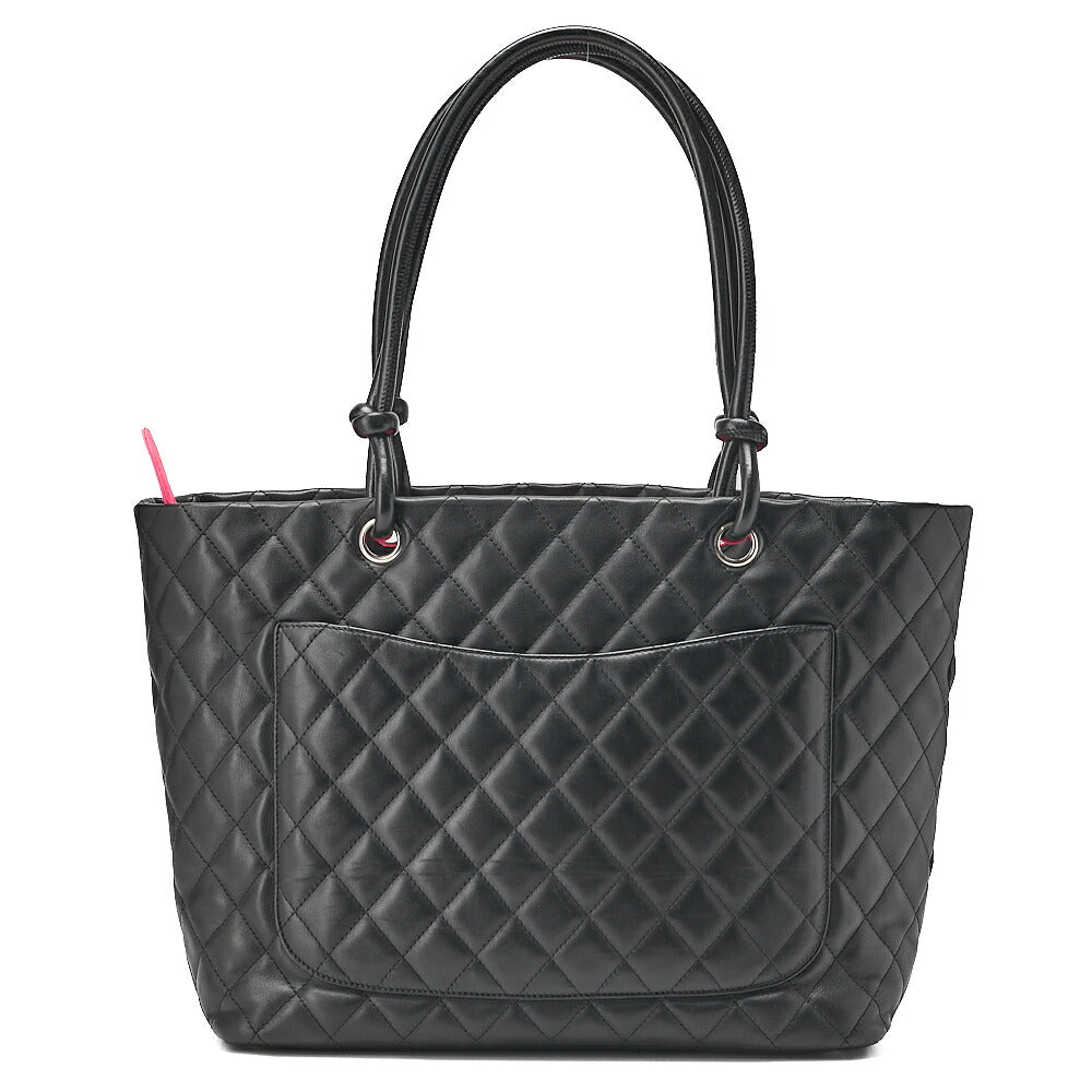 CHANEL Cambonline Calf Leather Tote Bag Black Silver-Tone Hardware, Pre-Owned