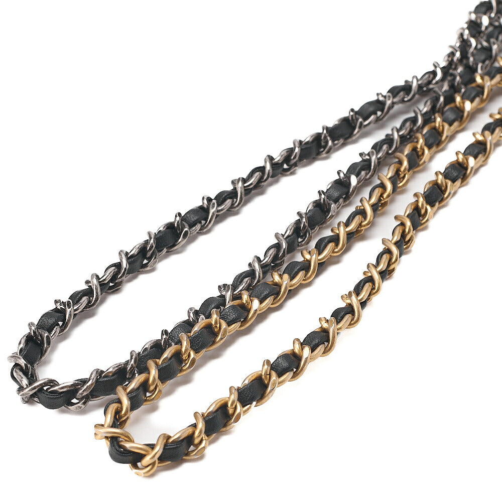 CHANEL Vintage Calf Gabrielle de Chanel Drawstring Chain Backpack Navy x Black Gold x Silver-Tone Hardware, Pre-Owned