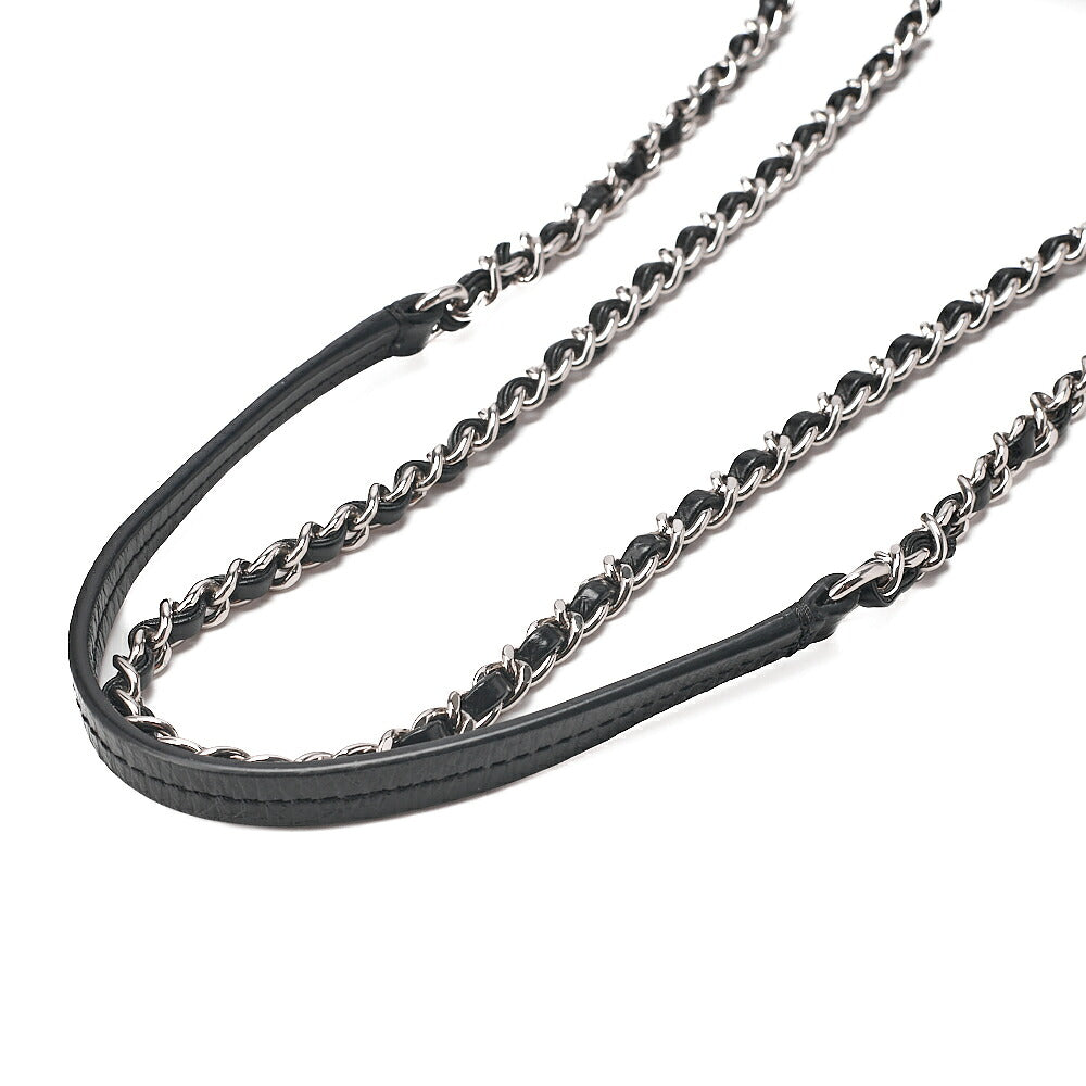 CHANEL Vintage Calf x Vinyl Matelasse Turn Lock Backpack-Type Chain Shoulder Black Silver-Tone Hardware, Pre-Owned