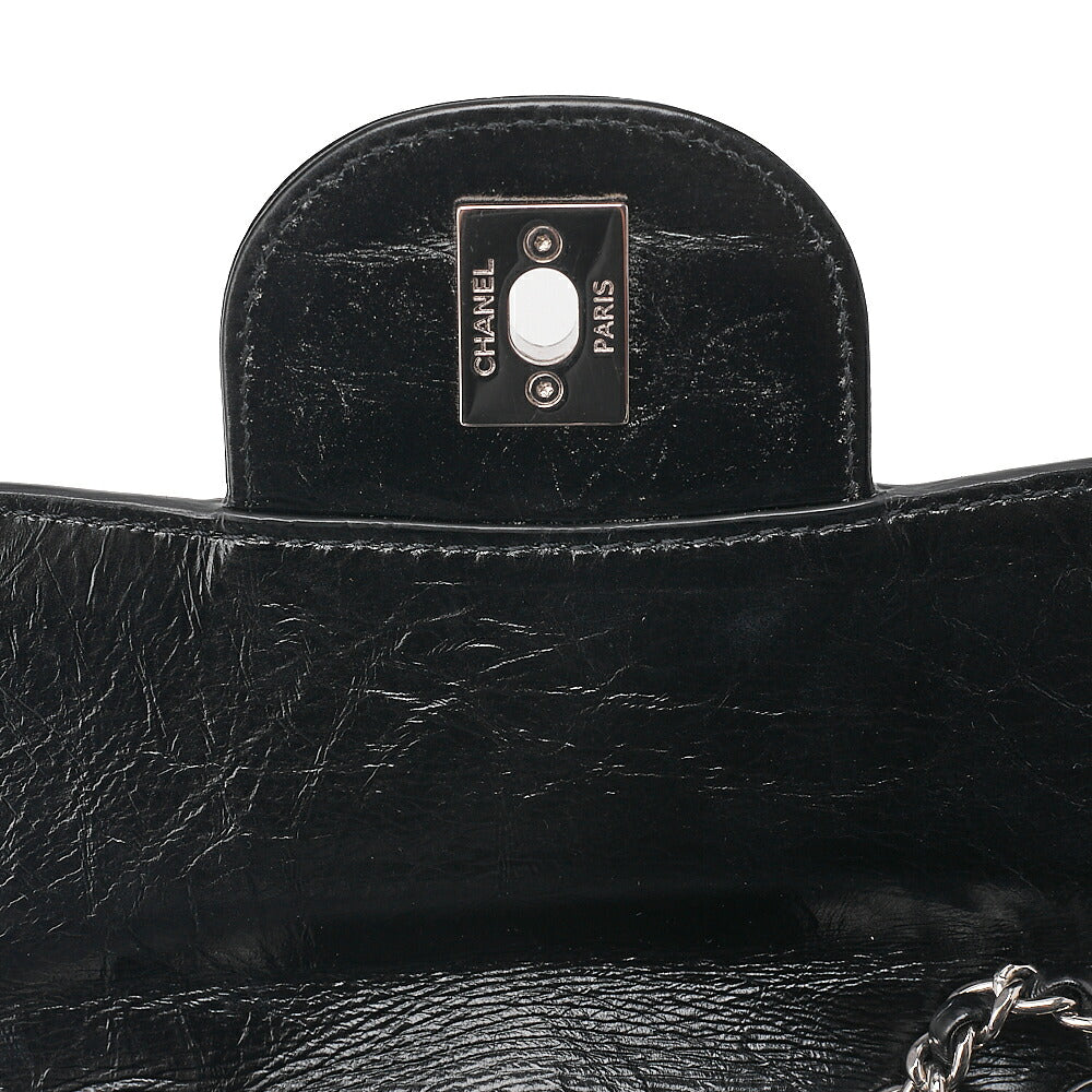 CHANEL Vintage Calf x Vinyl Matelasse Turn Lock Backpack-Type Chain Shoulder Black Silver-Tone Hardware, Pre-Owned