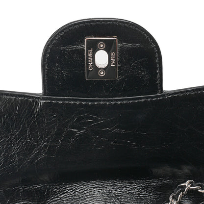 CHANEL Vintage Calf x Vinyl Matelasse Turn Lock Backpack-Type Chain Shoulder Black Silver-Tone Hardware, Pre-Owned