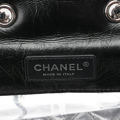 CHANEL Vintage Calf x Vinyl Matelasse Turn Lock Backpack-Type Chain Shoulder Black Silver-Tone Hardware, Pre-Owned