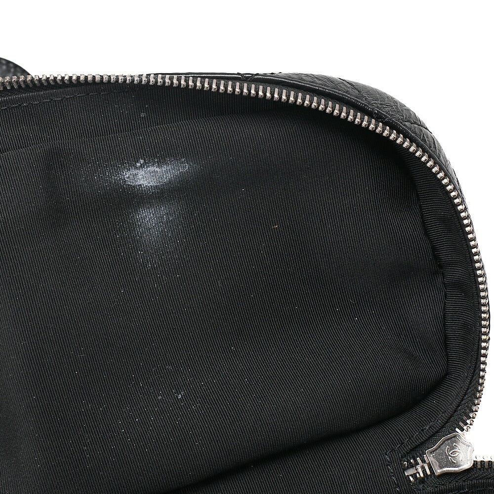 CHANEL Vintage Calf x Vinyl Matelasse Turn Lock Backpack-Type Chain Shoulder Black Silver-Tone Hardware, Pre-Owned