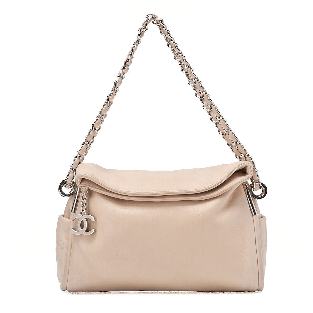 CHANEL Lambskin Coco Mark Charm Chain Shoulder Pink Silver-Tone Hardware, Pre-Owned