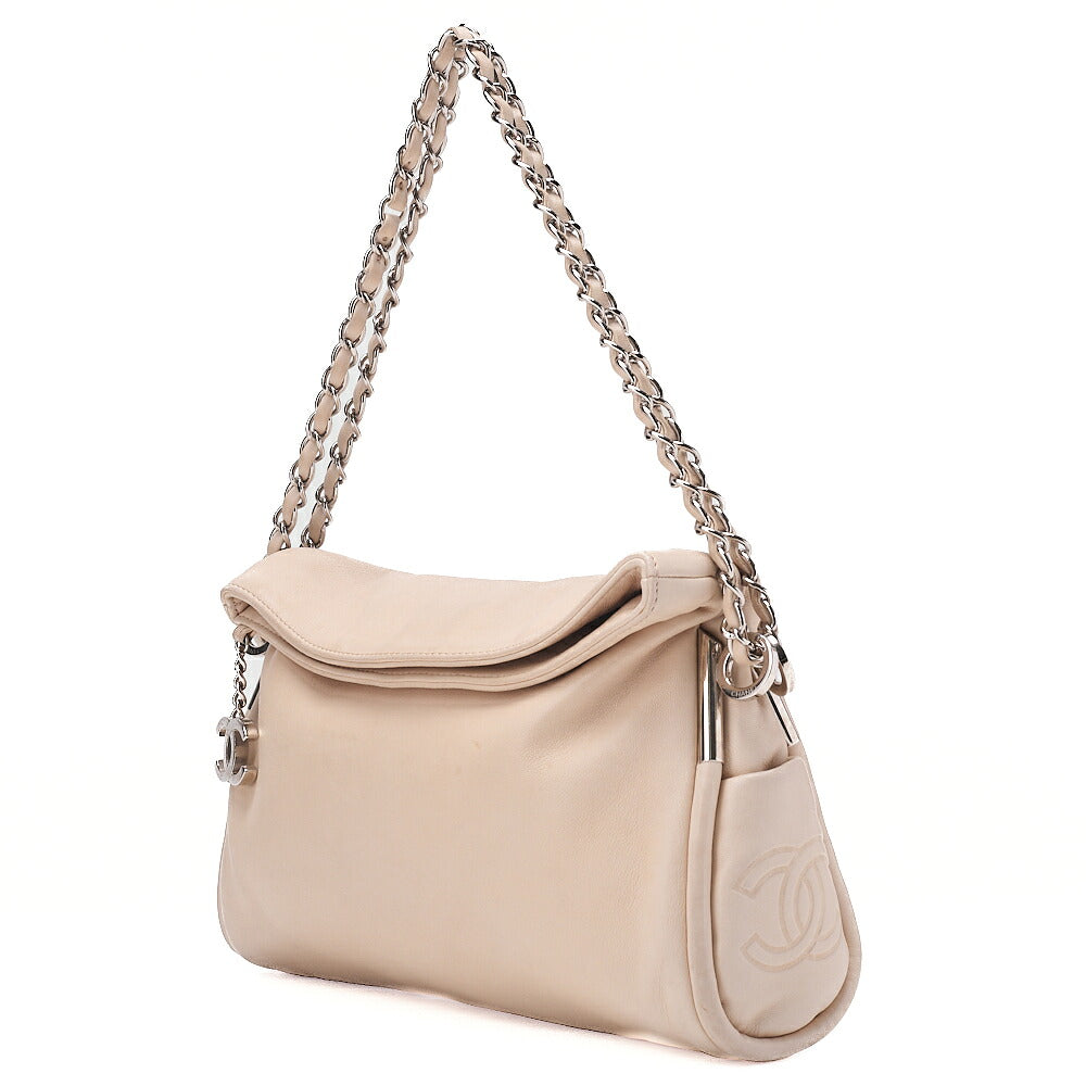 CHANEL Lambskin Coco Mark Charm Chain Shoulder Pink Silver-Tone Hardware, Pre-Owned