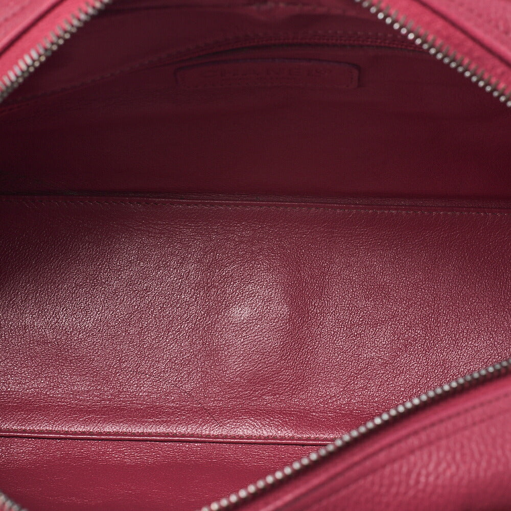 CHANEL Matelasse Caviar Skin Logo Mini Boston Bag Rose Pink x Brown Silver-Tone Hardware, Pre-Owned