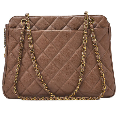 CHANEL Caviar Skin Matelasse with Sun Charm Chain Shoulder Brown Gold-Tone Hardware, Pre-Owned