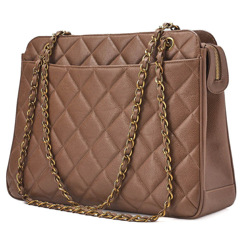 CHANEL Caviar Skin Matelasse with Sun Charm Chain Shoulder Brown Gold-Tone Hardware, Pre-Owned