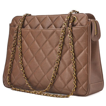 CHANEL Caviar Skin Matelasse with Sun Charm Chain Shoulder Brown Gold-Tone Hardware, Pre-Owned