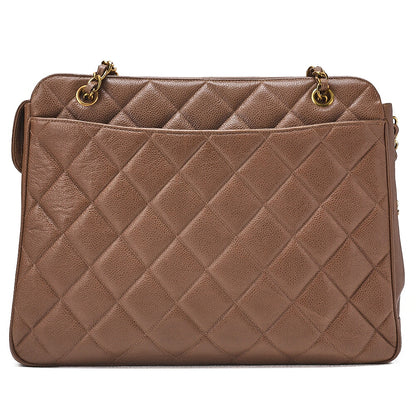 CHANEL Caviar Skin Matelasse with Sun Charm Chain Shoulder Brown Gold-Tone Hardware, Pre-Owned