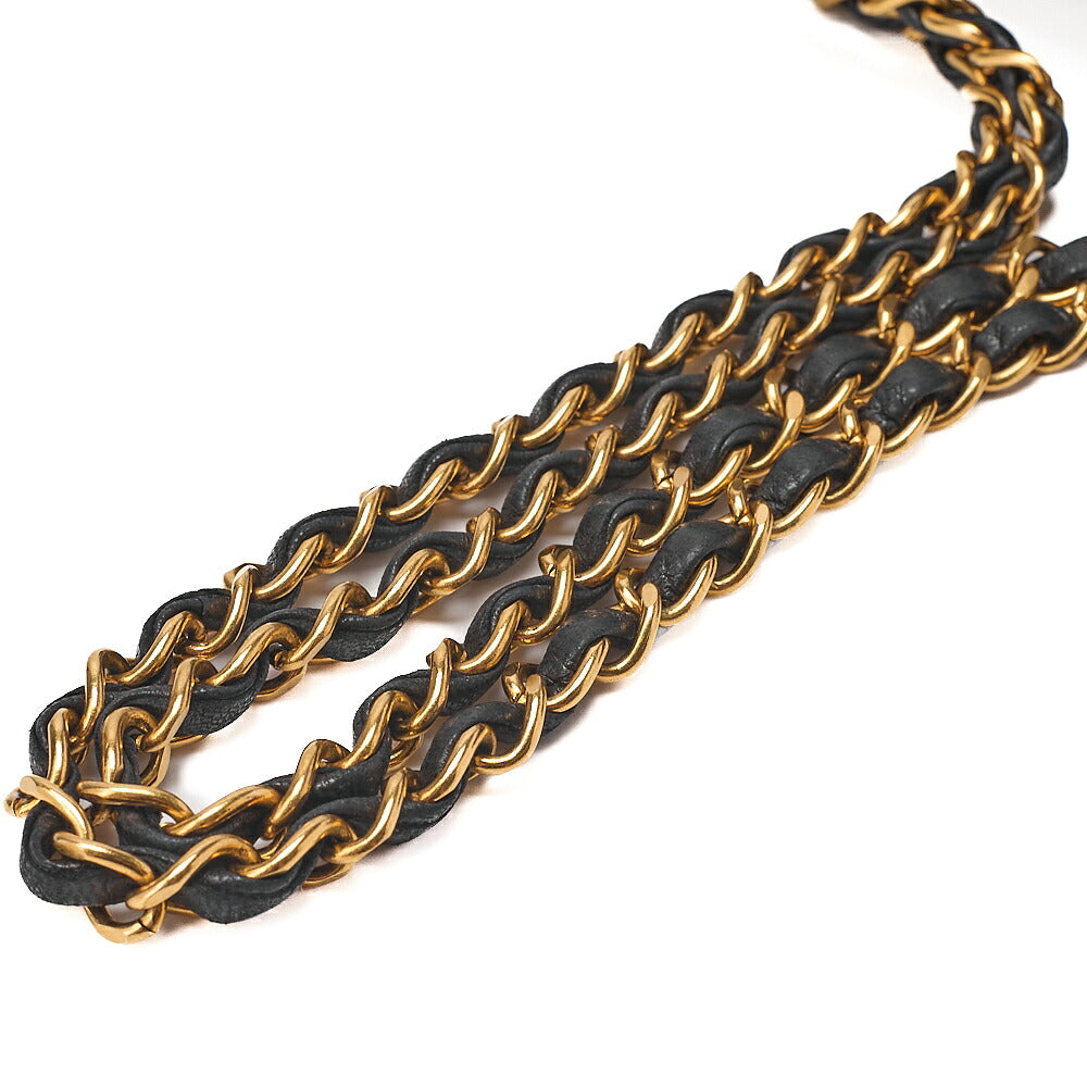 CHANEL Lambskin Matelasse Double Flap Chain Shoulder Black Gold-Tone Hardware, Pre-Owned