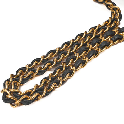 CHANEL Lambskin Matelasse Double Flap Chain Shoulder Black Gold-Tone Hardware, Pre-Owned