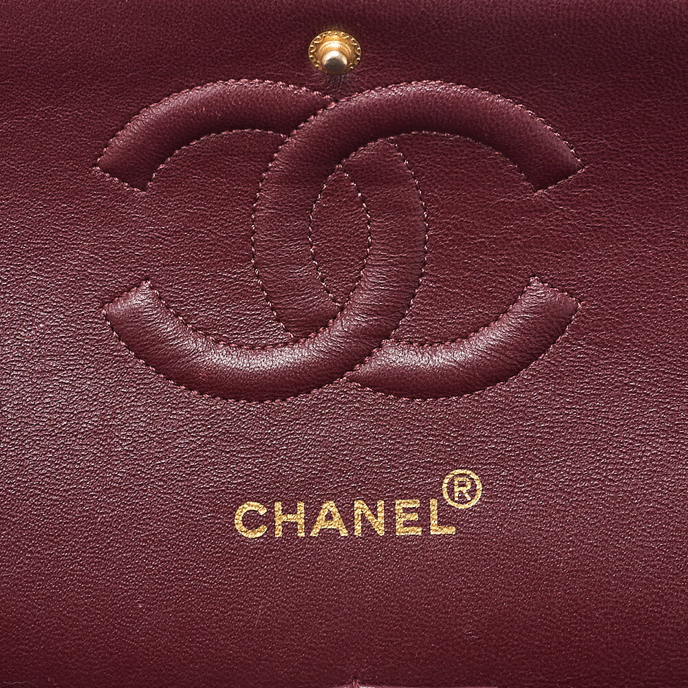 CHANEL Lambskin Matelasse Double Flap Chain Shoulder Black Gold-Tone Hardware, Pre-Owned