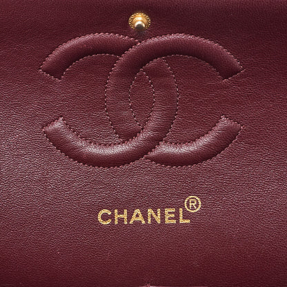 CHANEL Lambskin Matelasse Double Flap Chain Shoulder Black Gold-Tone Hardware, Pre-Owned