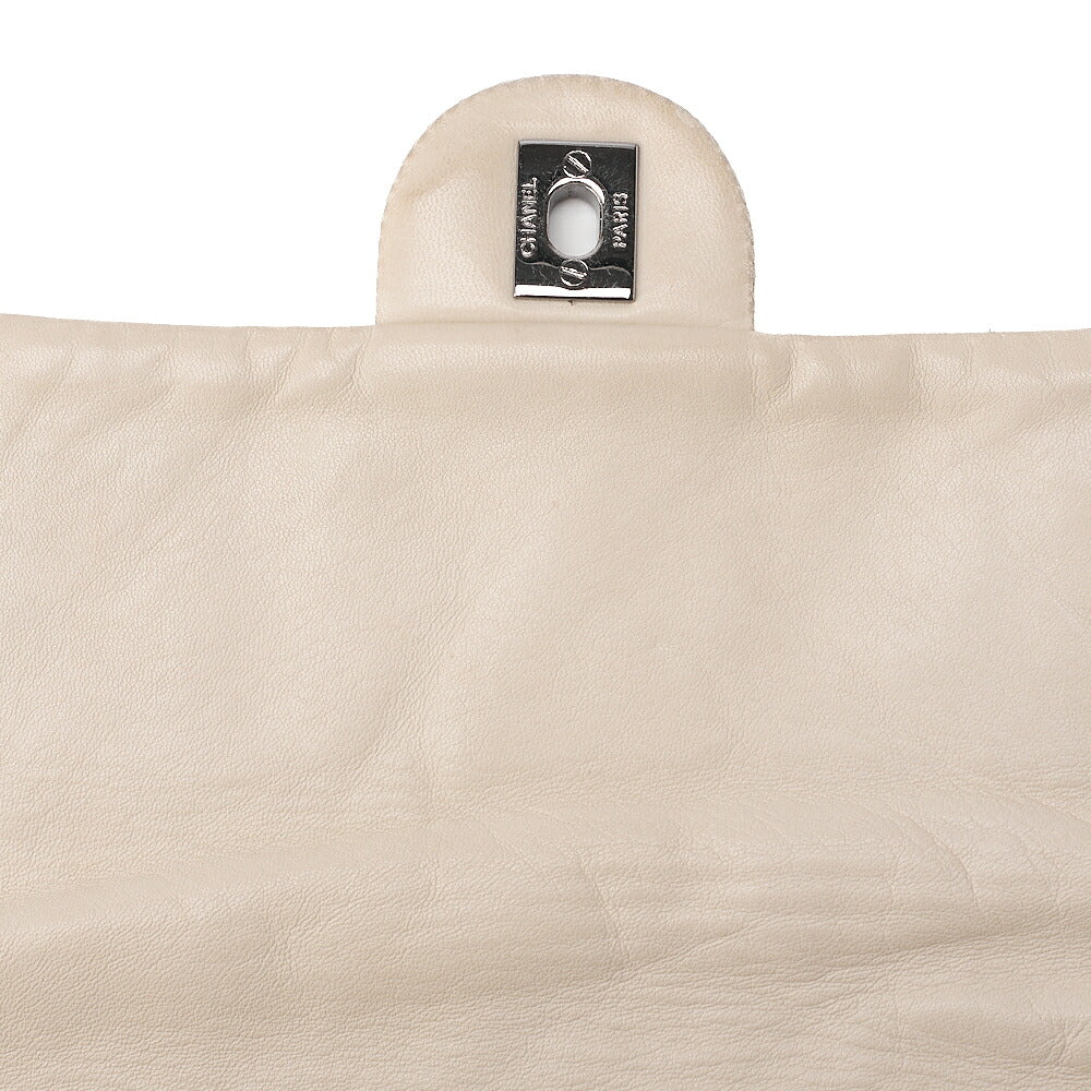 CHANEL Lambskin Matelasse Wrinkle Design Chain Shoulder Ivory Silver-Tone Hardware, Pre-Owned