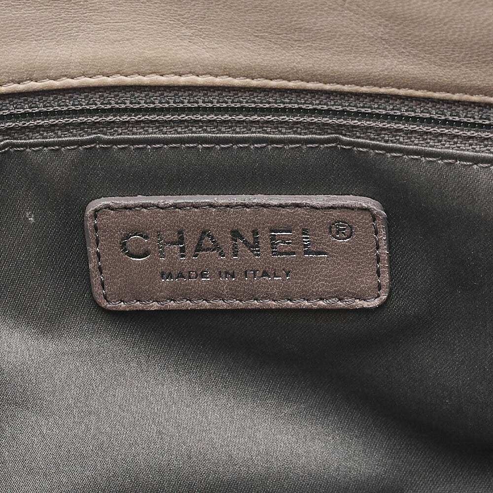CHANEL Lambskin Matelasse Wrinkle Design Chain Shoulder Ivory Silver-Tone Hardware, Pre-Owned