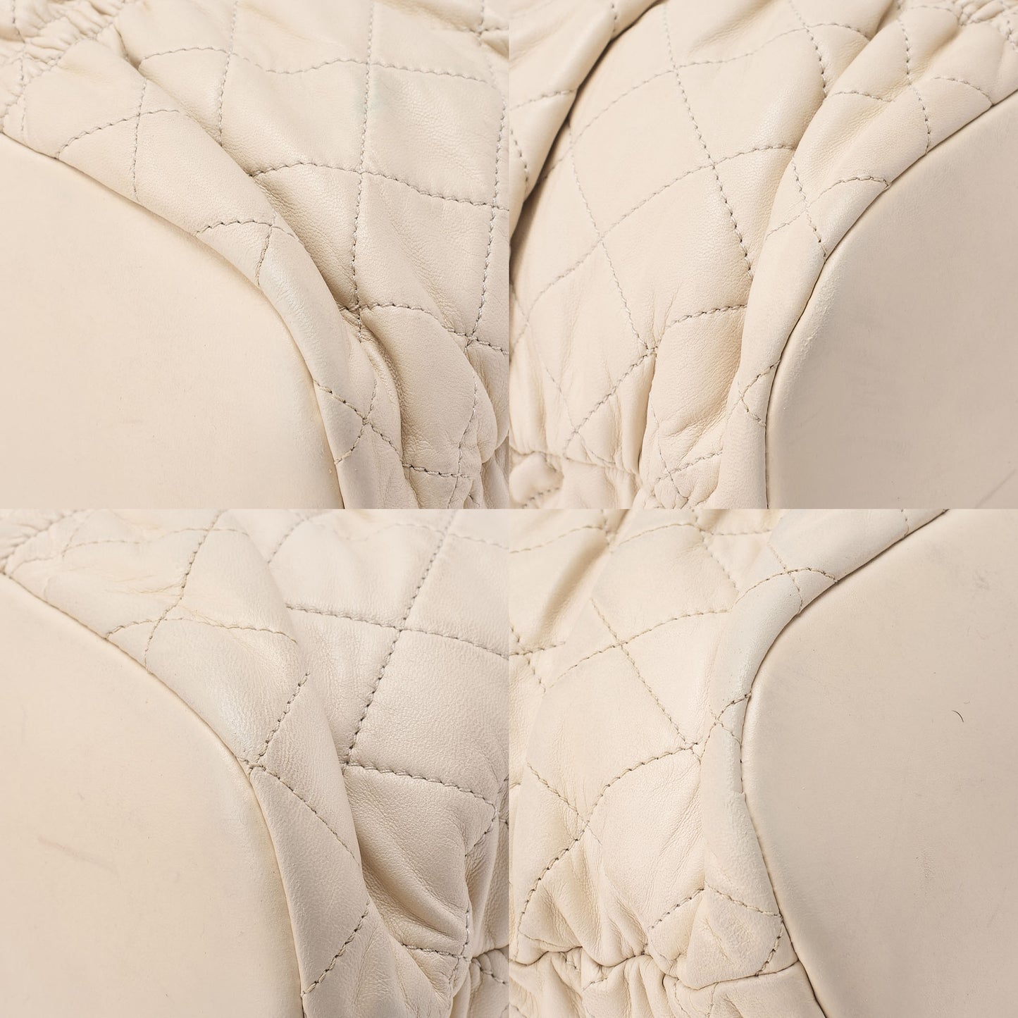 CHANEL Lambskin Matelasse Wrinkle Design Chain Shoulder Ivory Silver-Tone Hardware, Pre-Owned